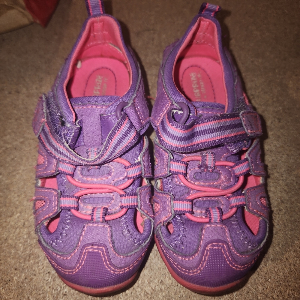 Sz 6M Stride Rite Purple and Pink Kids Sneaker Sandals